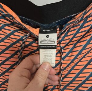 Nike Orange and Blue Striped Swim Trunks Men's Medium EUC